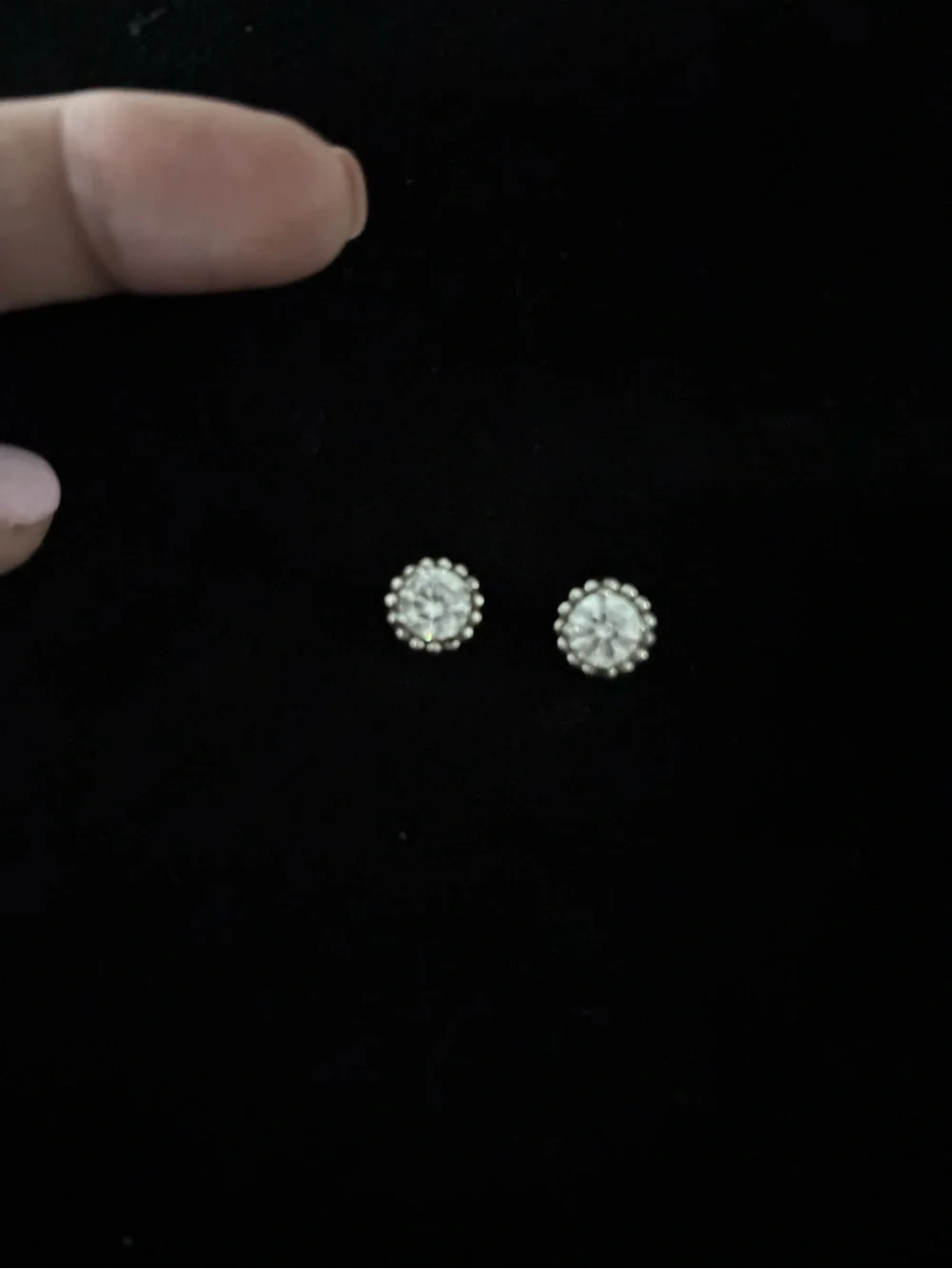 Others Follow Silver Beaded Stud Earrings with Pink Detail
